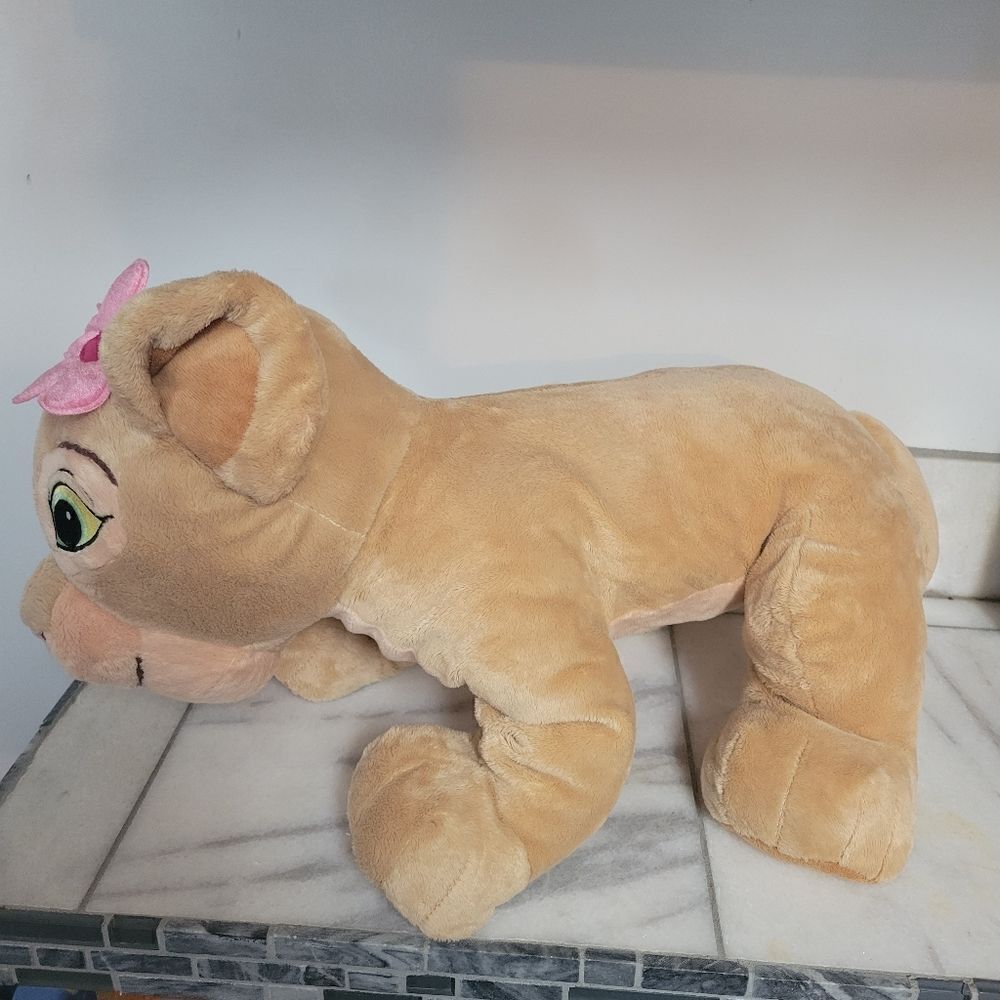 Disney Kids Plush Toy Stuffed Animal Lion King Cub Nala with Pink Flower on Head